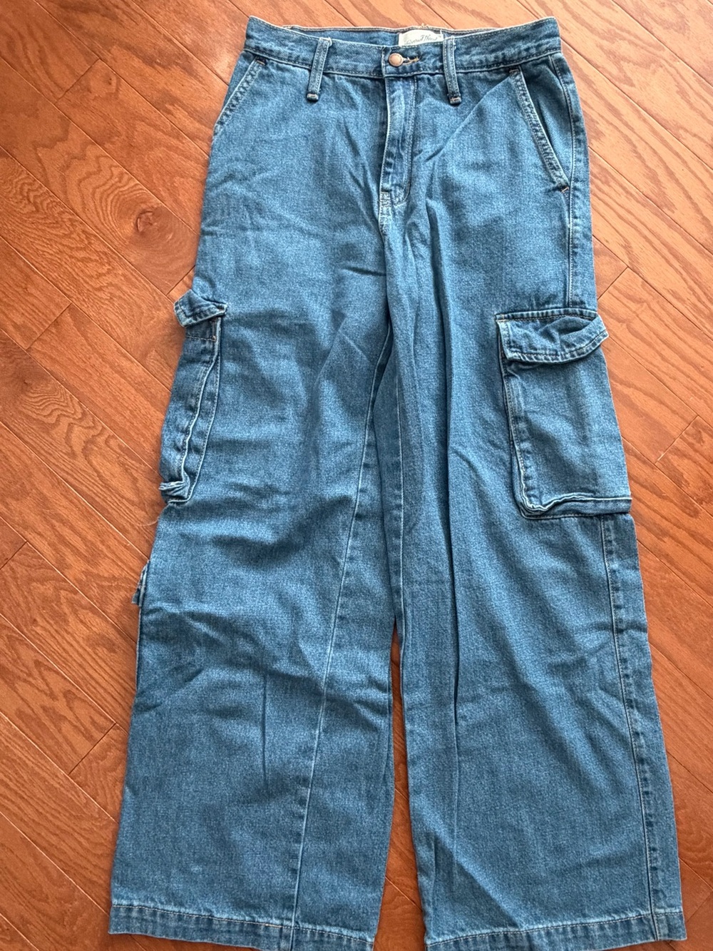 Universal Thread Womens Blue Denim Wide Leg Cargo Jeans
